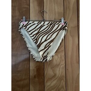 Michael Kors Brown Studded Belt Print Bikini Bottoms Cream Logo Medium